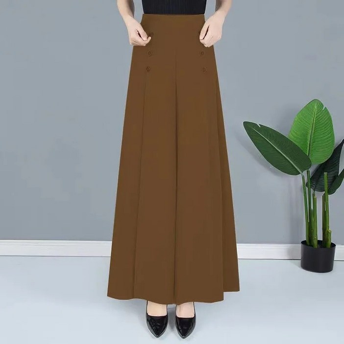 AOKADA 중년 여성 롱 치마 바지 와이드 슬랙스 드롭핏  스커트 팬츠