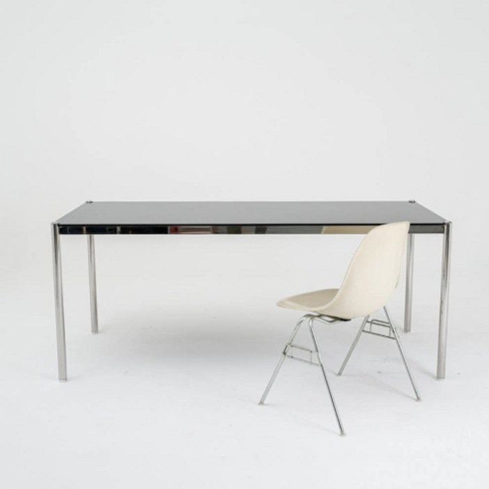 [강화유리] CH9 BLACK 블랙유리 6인 8인 유리테이블 크롬다리 스테인리스다리 유에스엠 할러 USM Haller Table, 블랙유리(10T)