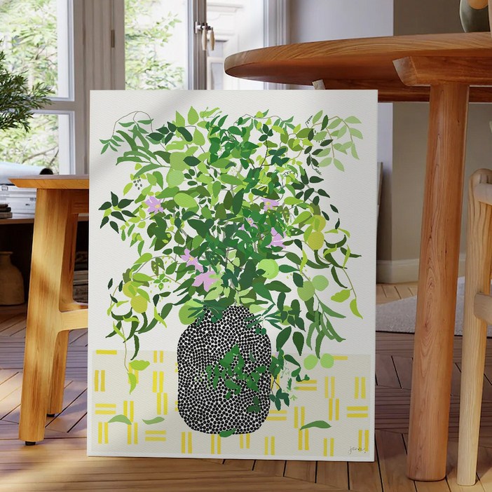 꽃 달항아리 추상 플라워 일러스트 인테리어 그림액자 2