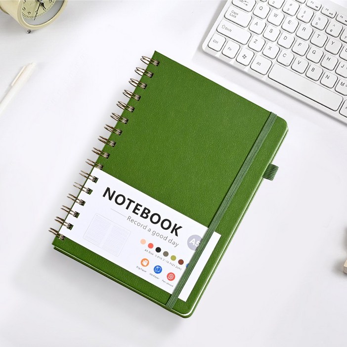 캘리스터 고급 가죽커버 스프링 만년다이어리 노트 A5 7가지 색상, 그린