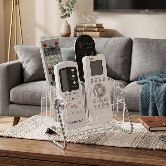투명 칸막이 리모컨꽂이 리모컨 수정리함, 1개, 스텐투명