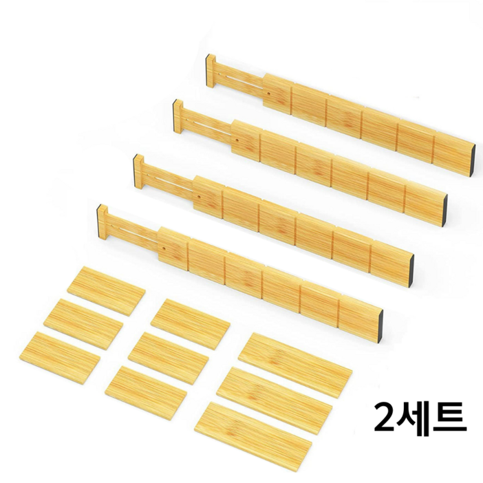 노틈 원목 길이조절 서랍칸막이 파티션세트 소형, 파티션세트소형, 2개