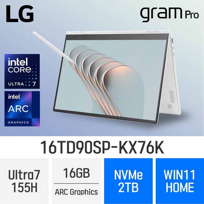당일출고10만원 추가할인 LG전자 그램 프로360 16TD90SPKX76K  최신형 2in1 노트북, 그램 프로360 16TD90SPKX76K, WIN11 Home, 16GB, 2TB, 화이트