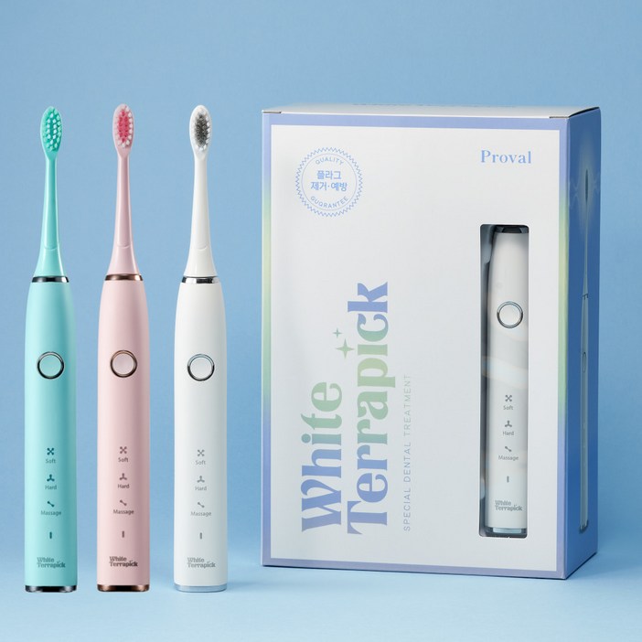 치과약국판매 프로벨 음파전동칫솔 저자극 1년무상AS 칫솔모2개포함, 화이트테라픽 음파칫솔, 민트, 1개