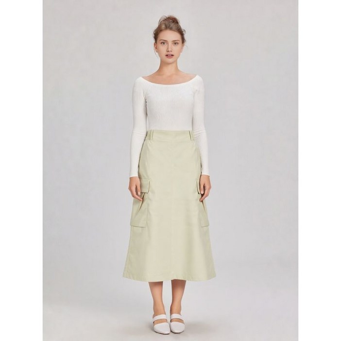 이앤씨 EnC 라이트베이지 포켓 밴딩 스커트 ENWH32503W