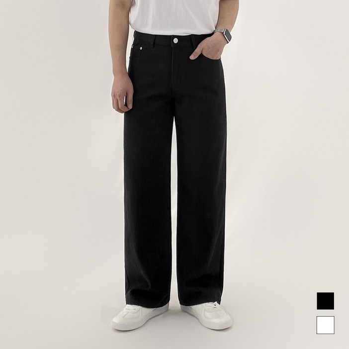 모노마인 남자 청바지 화이트진 블랙진 세미 와이드 데님 팬츠