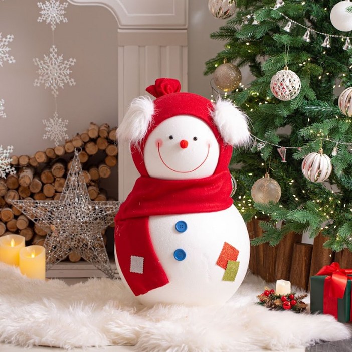 크리스마스 동글이 눈사람 1P 높이 60cm, 레드