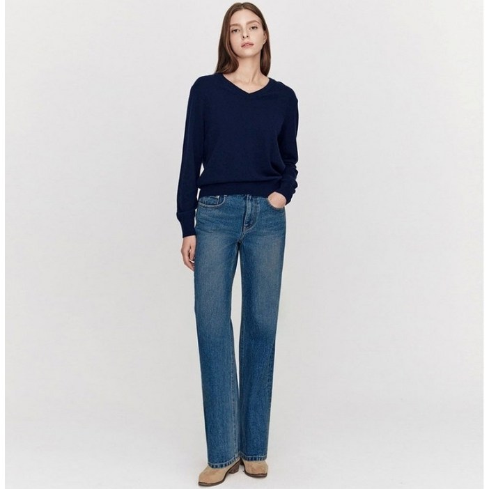 지오다노 여자 사계절 일자 스트레이트핏 워싱 데님 청바지 415954 2325242