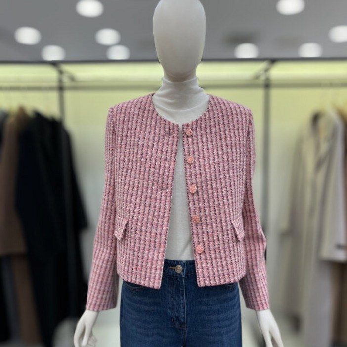 씨씨콜렉트 여성 자켓 패션 심플 데일리코디 라운드넥 트위드 E241MSF113PKCADH2253068