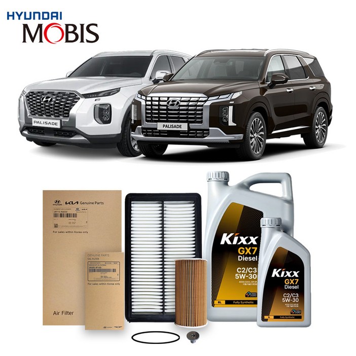 팰리세이드더뉴 포함 2.2 디젤 1924년식 킥스합성유순정필터세트 5W30, 1개