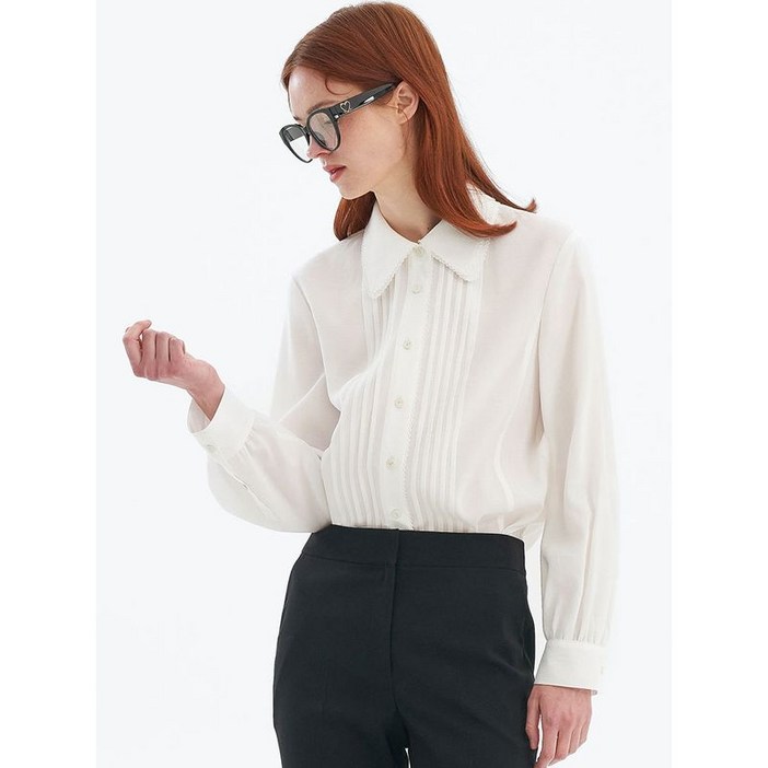 올리브데올리브 피코드 자수 핀턱 블라우스 OW4SB2250