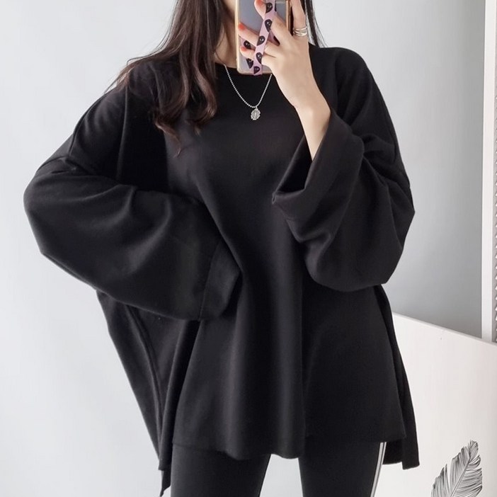 탱탱언발박스티 빅사이즈 오버핏 롱티 라운드 무지티 긴팔티 봄 신상 가을 오버사이즈 루즈핏 임부복 체형커버 여유핏