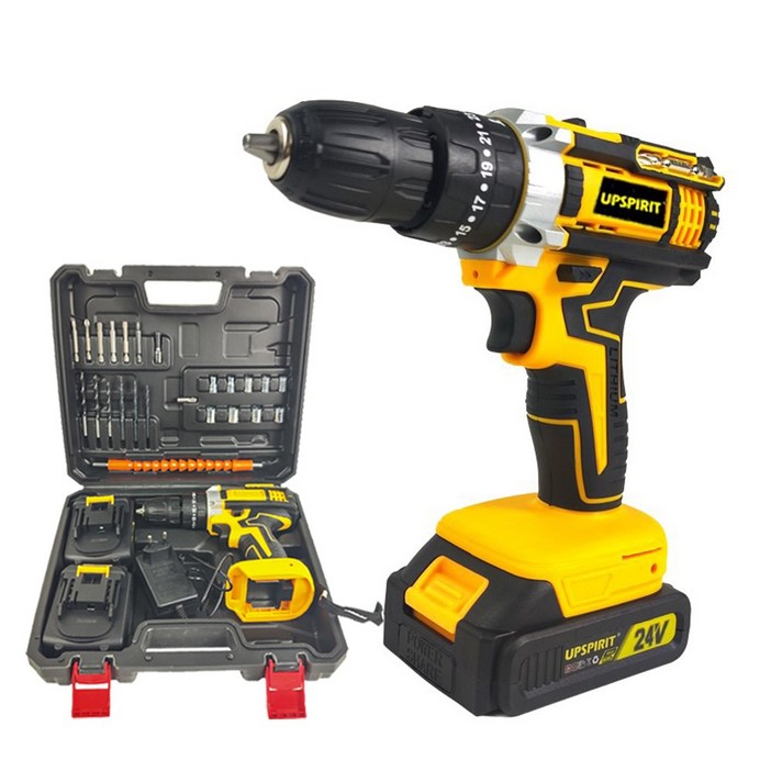 독일기술 무선 전동 드릴 드라이버 고급형 충전 전기 드릴 고급형 베터리 24V 풀세트, 1세트, 본체  배터리2개