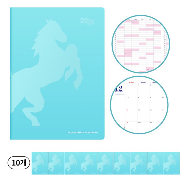 탐나 2026년도 A4먼슬리 플래너 다이어리 스케줄러, 10개, 민트