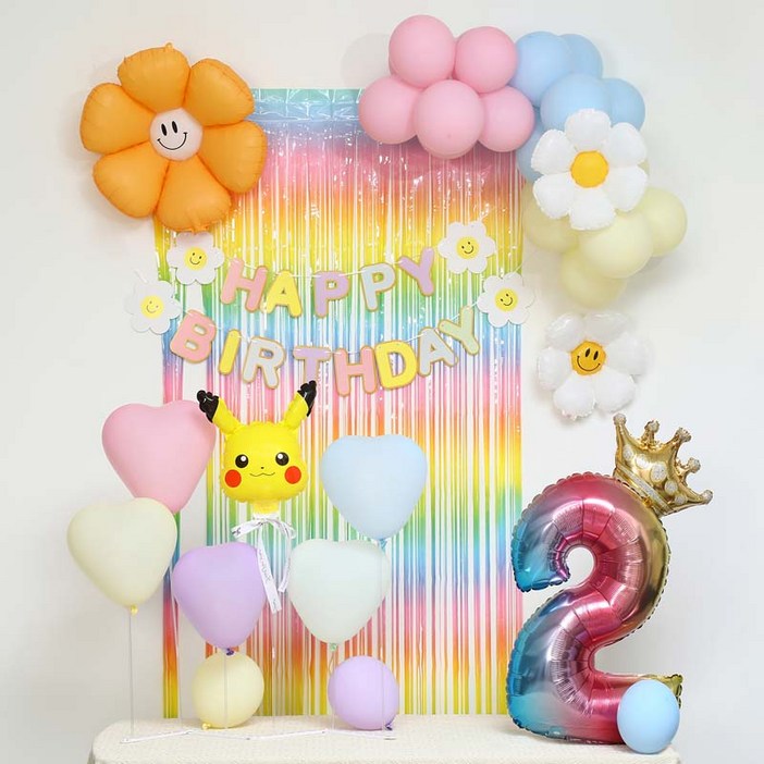 피앤비유니티스마일데이지 풍선스탠드 생일장식커튼세트 펌프포함 피앤비유니티스마일데이지 풍선스탠드 생일장식커튼세트 펌프포함