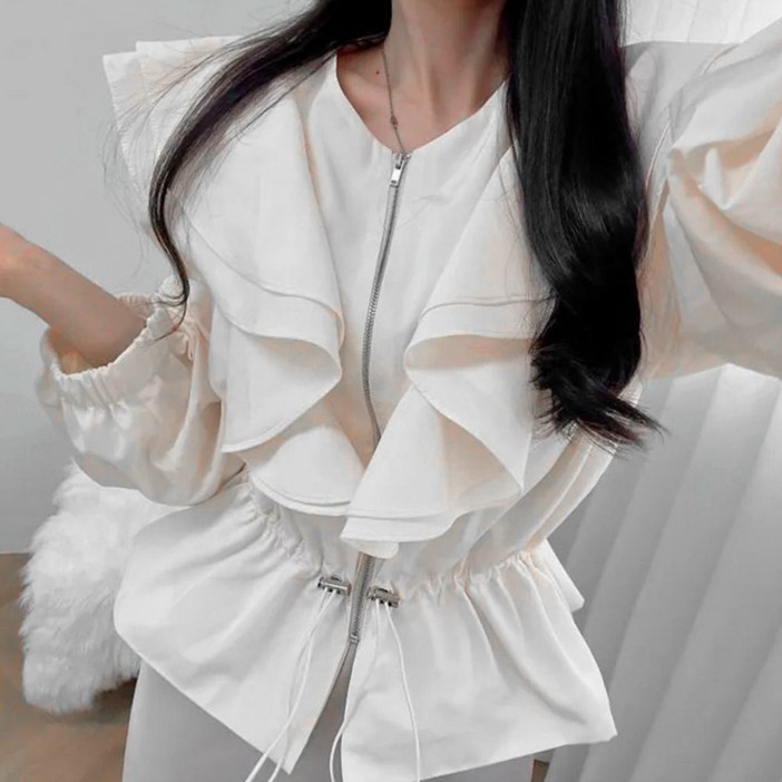 대박난박양 프릴 크롭 집업