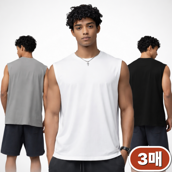 마할로 남자 나시 티 오버핏 헬스 민소매 이너 3종세트