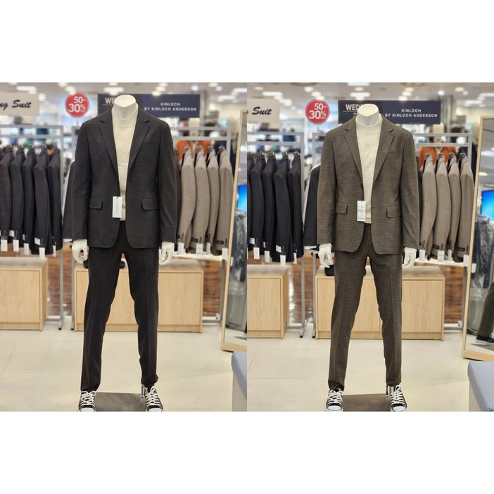 백화점무료배송 킨록 남성 2종택1 신축성 컨템포러리 무드의 스판 편한 캐주얼 셋업 정장 NFIB5123512