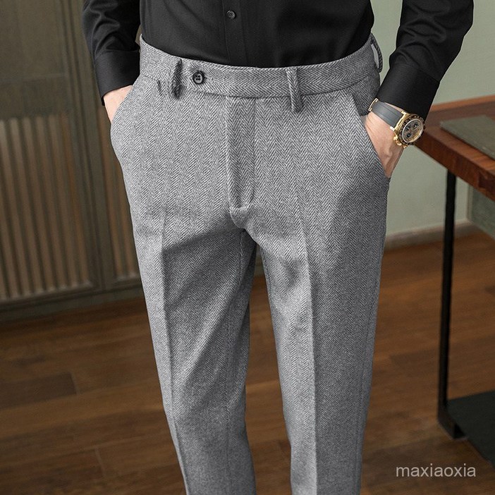 정장바지 남성정장 3767-P70겨울모직 도톰한무늬 캐주얼바지 밍크소재 작은일자남성바지