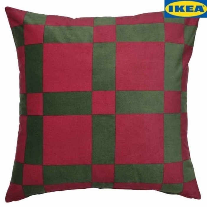 VINTERFINT 빈테르핀트 쿠션커버, 체크 패턴 레드다크그린,