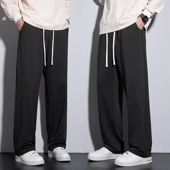 11남성용 트레이닝바지 데일리 세미 와이드 스판  밴딩 슬랙스 바지  2장세트 베이잉