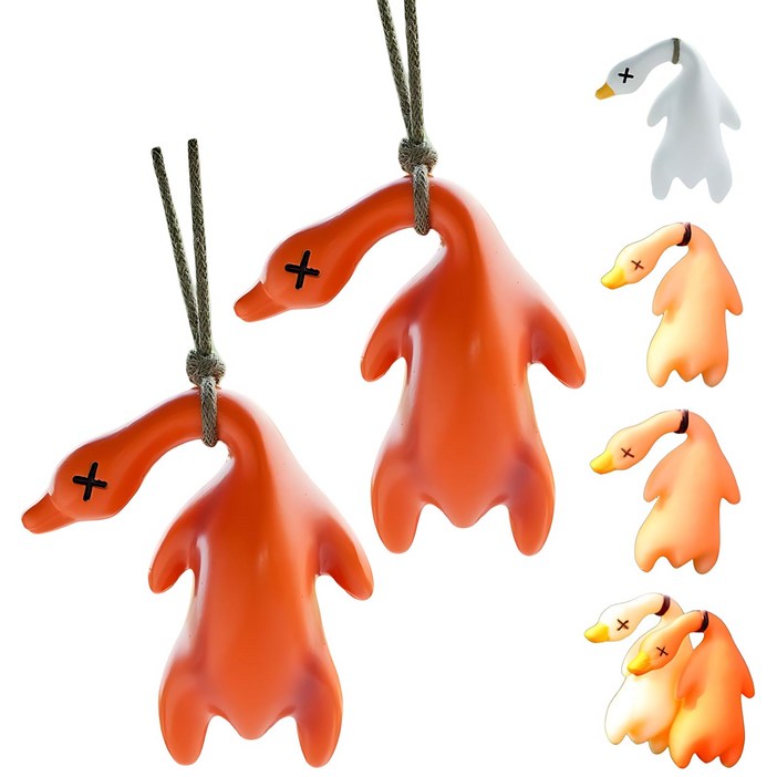 루이 UV 반응형 변색 오리 차량 펜던트 자외선 감지 미러 장식, 오리구이, 2개