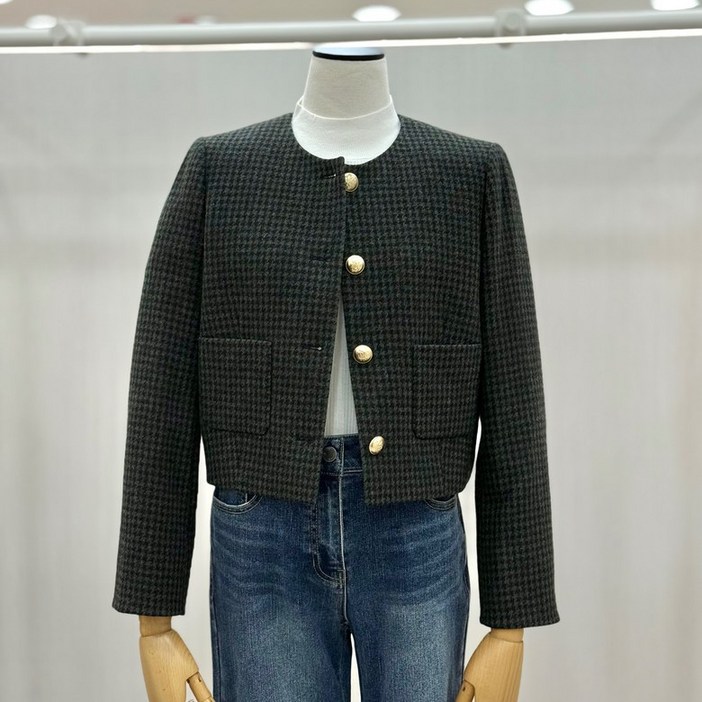 잇미샤 잇미샤  라운드넥 크롭 울 자켓 (ITPBYJK960)_DG