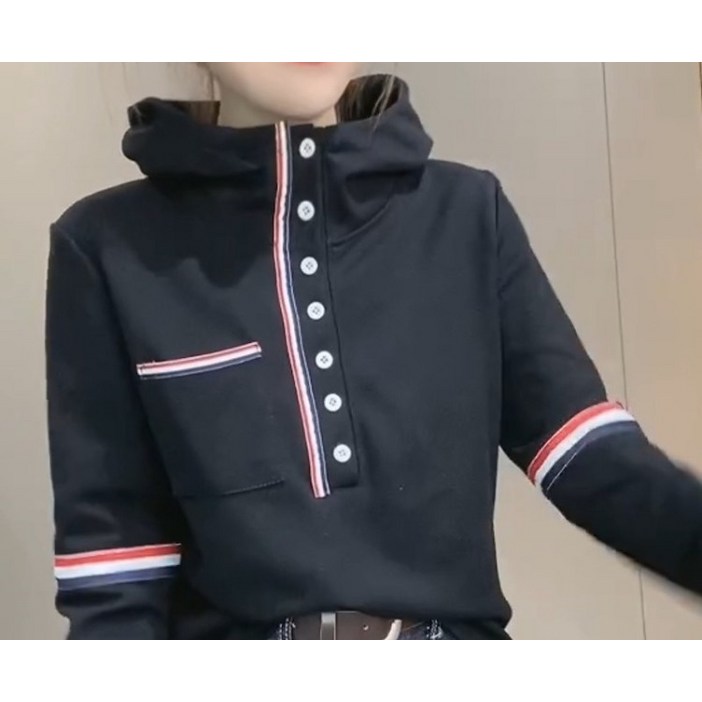 다즈몰뉴커후드상의단추 포인트 가을 간절기 여성 반폴라 레이어드 주문폭주 티셔츠