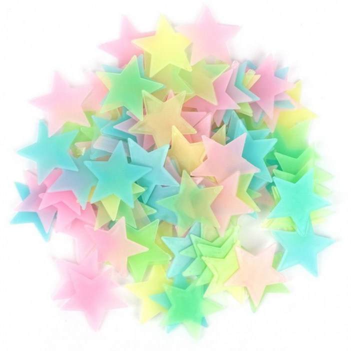 야광 별모양 장식 스티커 80개 천장 벽면 어린이방 형광 밤빛 반짝이