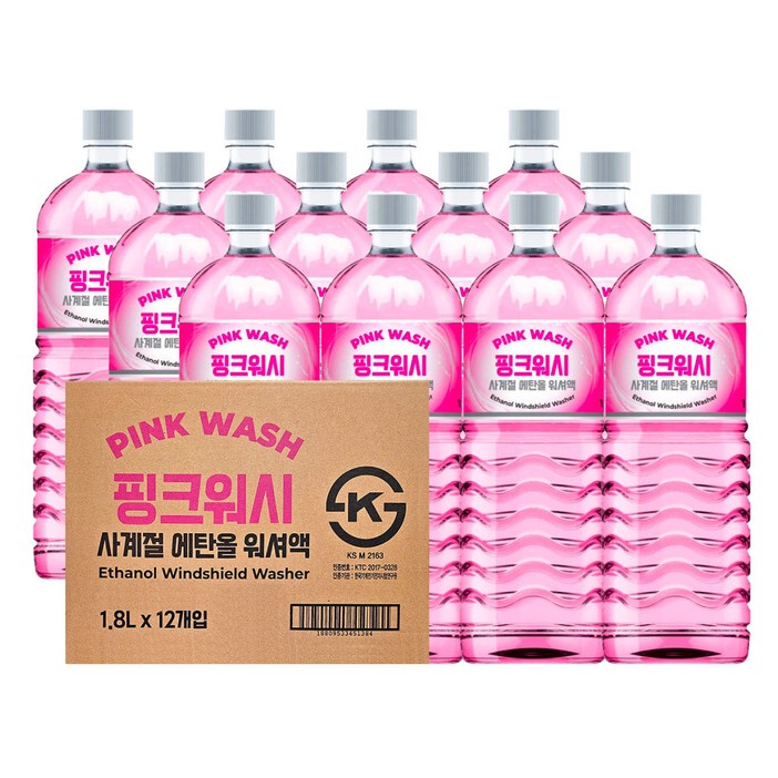 핑크워시 사계절 에탄올 워셔액 1.8L x 12ea  복숭아향