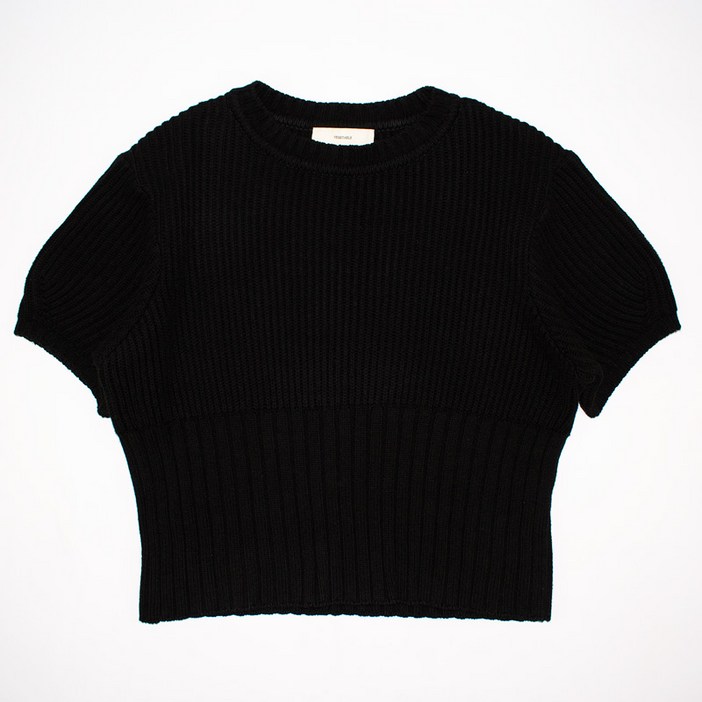 빈티지컴퍼니 VEGETABLE 블랙 면 라운드 니트티셔츠 스웨터 F 여성