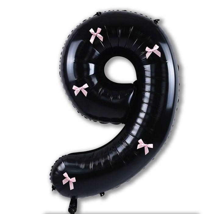 올리브파티 초대형 블랙 핑크 리본 숫자 생일 풍선