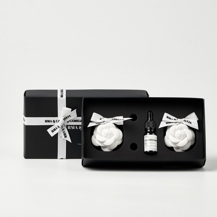 르마엔까멜리아 차량용석고방향제, 잉글리쉬 화이트리본 리본걸이형, 2개