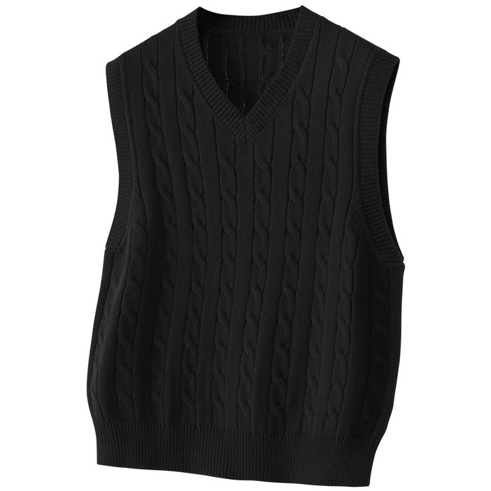 팀스핏 남성용 오버핏 꽈배기 니트 조끼 베스트 3Color