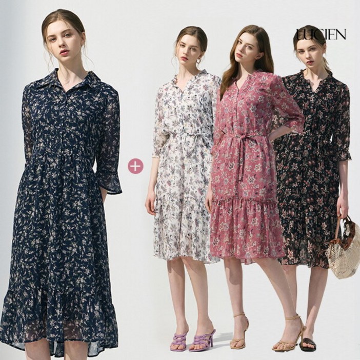 루시앙  프린팅 쉬폰 원피스 2종 세트