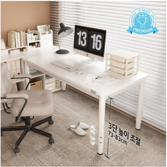 Unihome E0급 친환경 높이조절 컴퓨터 책상 튼튼한 1인용 사무용 학생 테이블, 화이트