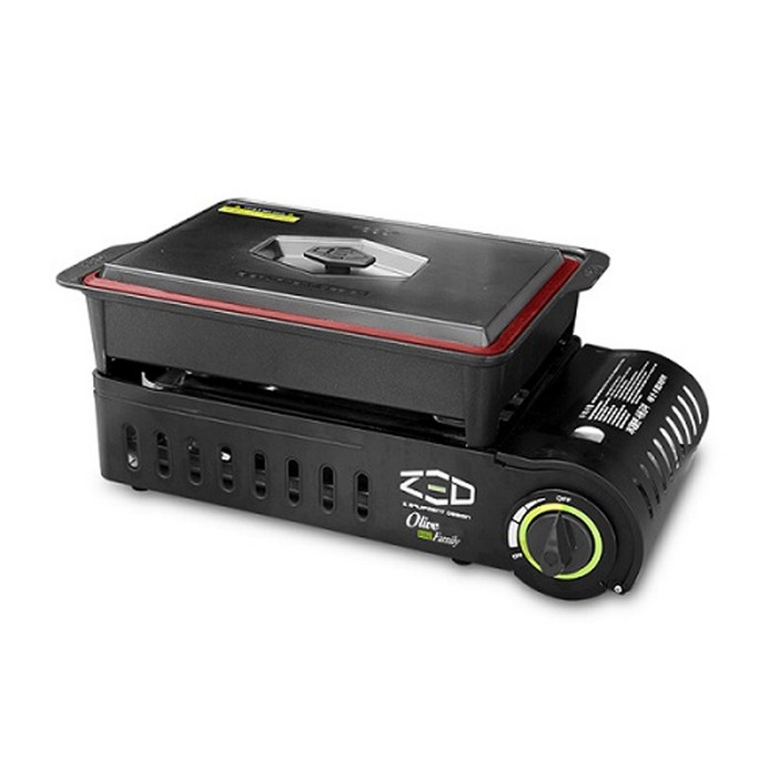 제드 올리브BBQ패밀리M 미들 구이바다 트윈 버너 자석식 전골팬 블랙, 1개