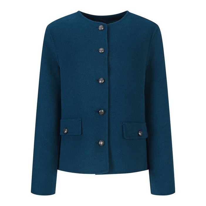 베스띠벨리 페이크 포켓 노카라 코트 자켓 둥근 목 넥라인 80세일 BJHRX2641IVDG