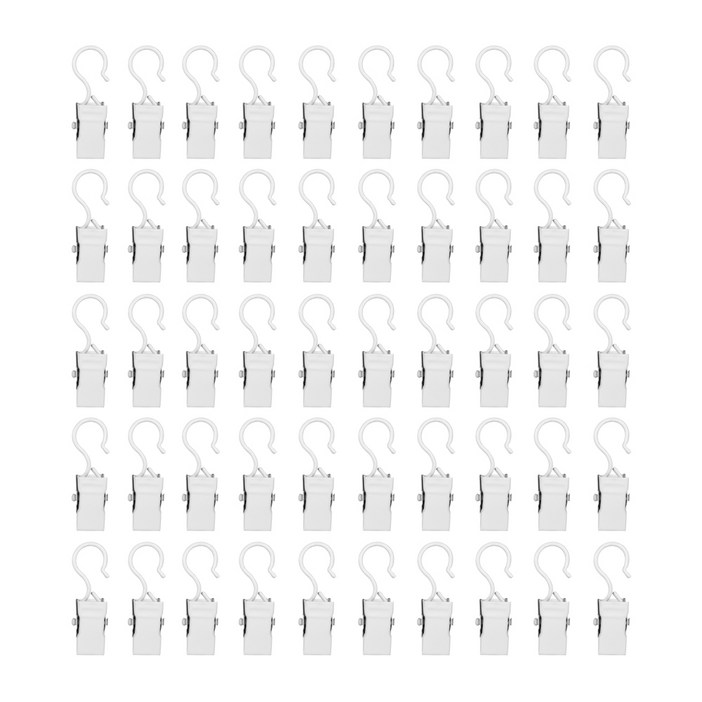 룸앤무드 커튼 레일 고리집게 네트망 다용도, 50개, 화이트