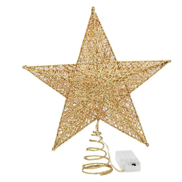 GHSHOP WJSHOP LED 크리스마스 트리 꼭대기 오각별 장식 소품실버골드샴페인 골드로즈 골드20cm25cm