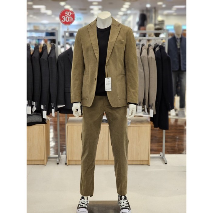 백화점무료배송 킨록 바이 킨록앤더슨 남성 클래식한 무드의 베이지 코듀로이 슬림핏 캐주얼 셋업 정장 NFIB93393