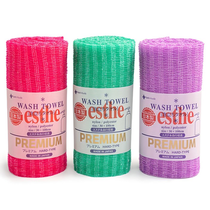 에스더 프리미엄 일본 샤워타올 3종 세트 하드타입