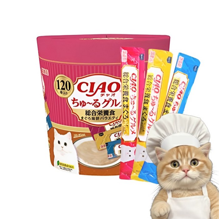 겟플렉스이나바 챠오츄르 구루메 버라이어티 120p 종합영양 참치해물, SC215종합영양식 참치해산물, 1개