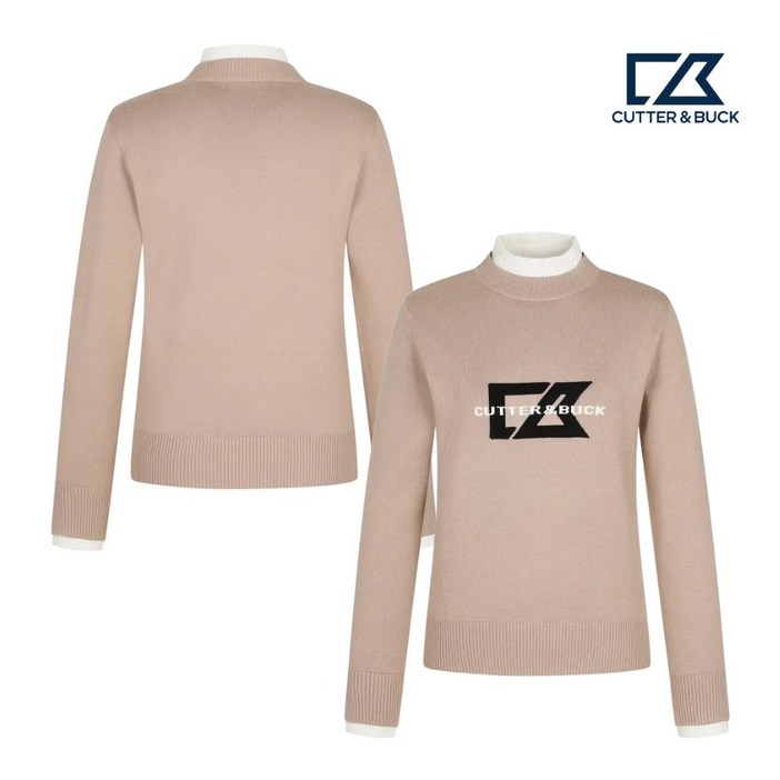 커터앤벅 24FW 여성 센터 로고 자가드 골프니트 CBFSW44810