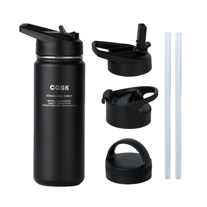 캐스크 3가지 뚜껑  빨대 텀블러, 513ml, 블랙, 1세트