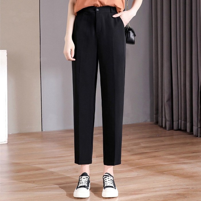 스타일아유 여성 가을철 밴딩 배기 팬츠 시원 얇은 키작녀 슬림 다리길어보이는 예술핏 데일리 캐주얼 LP0331