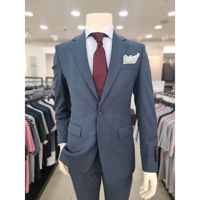 바쏘옴므 24SS 이월 블루 그레이 써지 투버튼 정장WSY1JT414