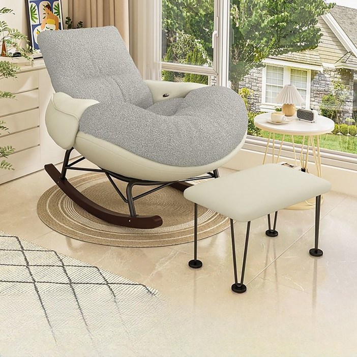 모던 흔들의자 리클라이너 1인용 소형 가정용 간이 라운지체어, 1개, G01+발받침