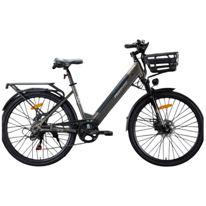 리트바 포에버 미니벨로 전기 자전거 배달 로드 싸이클 출퇴근 성인 고출력 PAS 바구니, 라이트닝 그레이, 경량스틸