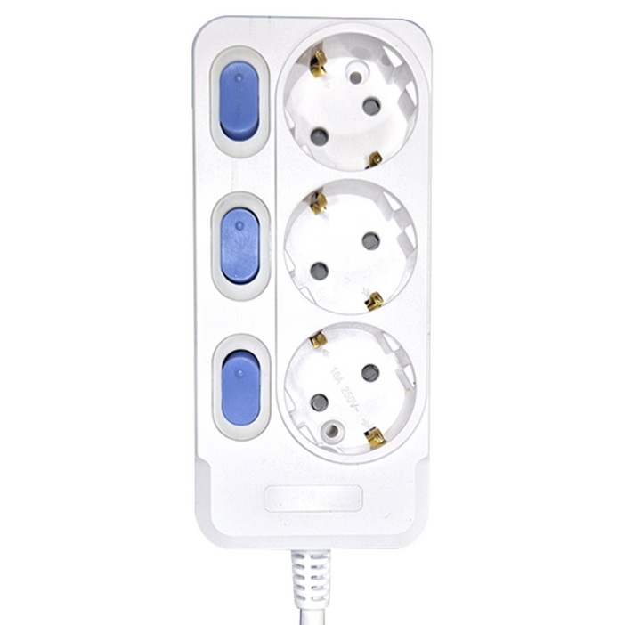 국산 안전 가정용 사무용 전기연장선 접지 멀티 콘센트 개별 3구 멀티탭 16A, 화이트, 1개, 1.5m
